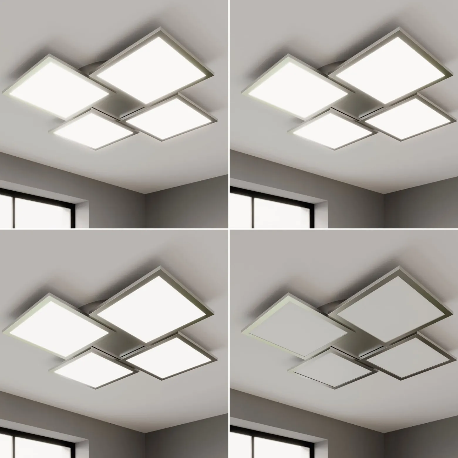 Lucande LED-Deckenlampe Ilira, 4-flg., silber, CCT, dimmbar