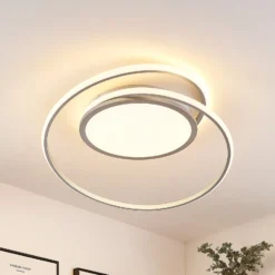 Lucande LED-Deckenlampe Noud, 65 cm, silber, Metall, CCT