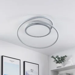 Lucande LED-Deckenlampe Noud, 65 cm, silber, Metall, CCT