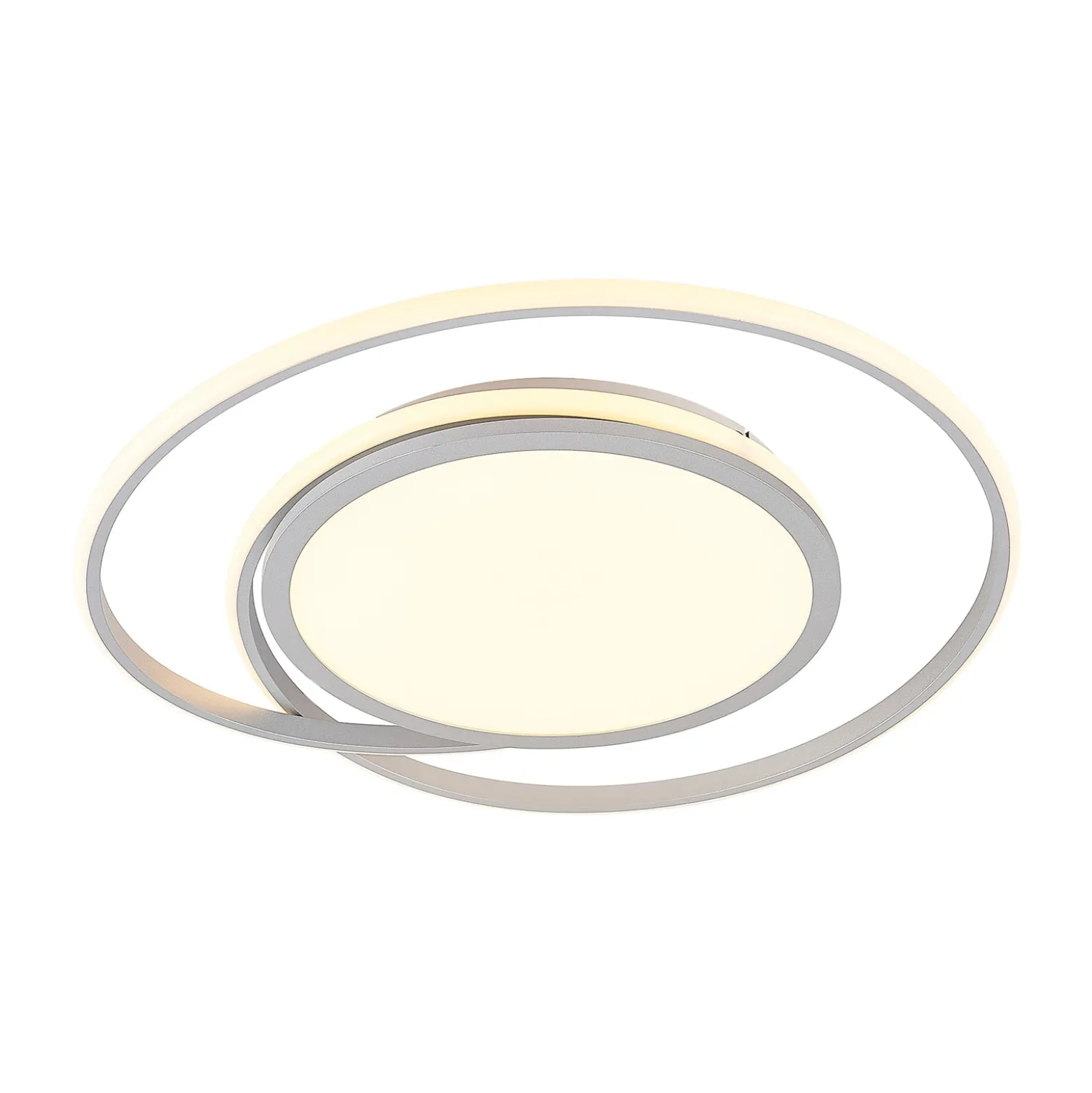 Lucande LED-Deckenlampe Noud, 65 cm, silber, Metall, CCT