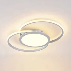 Lucande LED-Deckenlampe Senne, 63 cm, silber, Aluminium