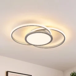 Lucande LED-Deckenlampe Senne, 63 cm, silber, Aluminium