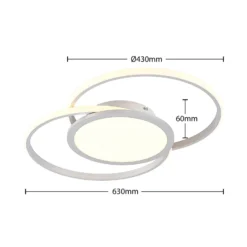 Lucande LED-Deckenlampe Senne, 63 cm, silber, Aluminium