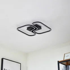 Lucande LED-Deckenleuchte Amiya, 47,6 cm, schwarz, Aluminium