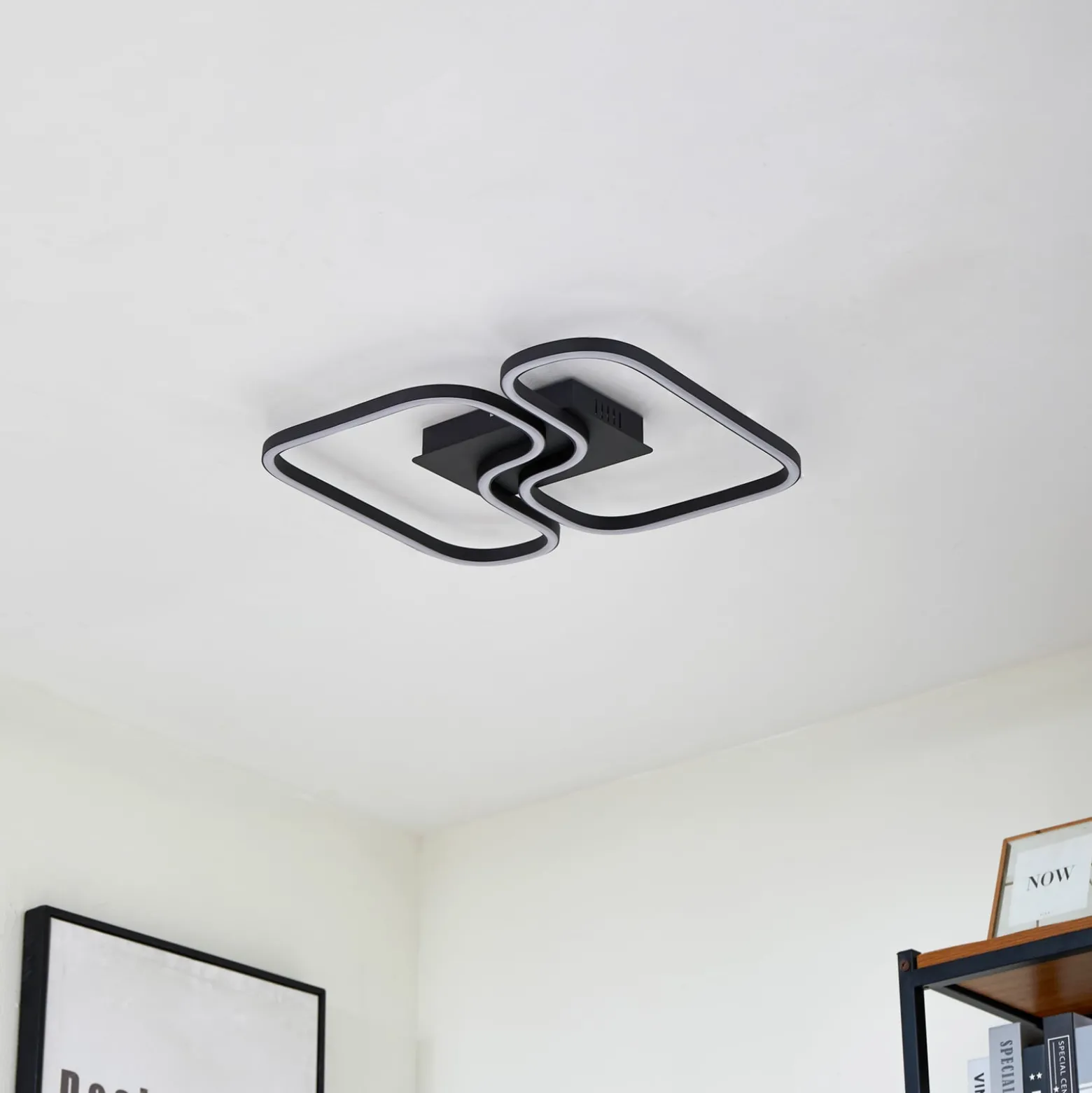 Lucande LED-Deckenleuchte Amiya, 47,6 cm, schwarz, Aluminium