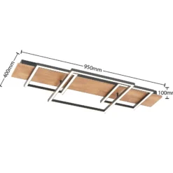 Lucande LED-Deckenleuchte Chariska, 95cm, schwarz, Holz, CCT
