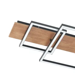 Lucande LED-Deckenleuchte Chariska, 95cm, schwarz, Holz, CCT