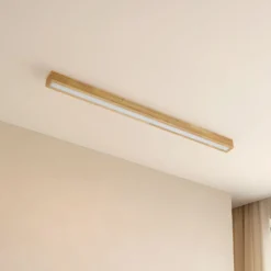 Lucande LED-Deckenleuchte Emara, holz hell, Eiche, dimmbar