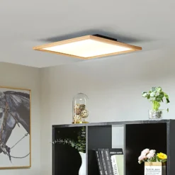 Lucande LED-Deckenleuchte Joren, 52 cm, Holz, CCT, Remote