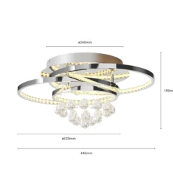 Lucande LED-Deckenleuchte Keely, chromfarben, Kristall, 45cm