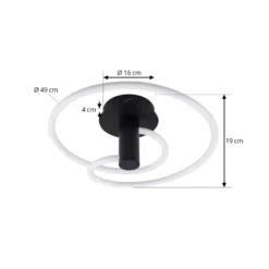 Lucande LED-Deckenleuchte Valenora, weiß/schwarz, PC, Ø 49cm