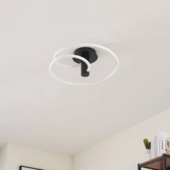 Lucande LED-Deckenleuchte Valenora, weiß/schwarz, PC, Ø 49cm