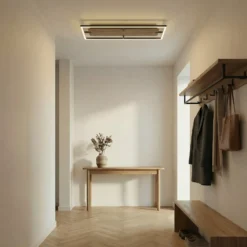 Lucande LED-Deckenleuchte Vectra, 100 x 30 cm, Holz, dimmbar