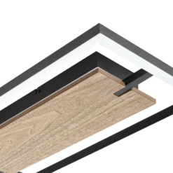 Lucande LED-Deckenleuchte Vectra, 100 x 30 cm, Holz, dimmbar