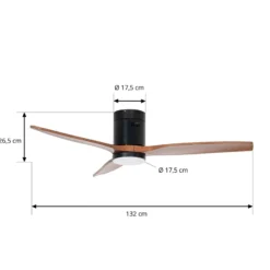 Lucande LED-Deckenventilator Brinia, Ø 132 cm, Holz, CCT