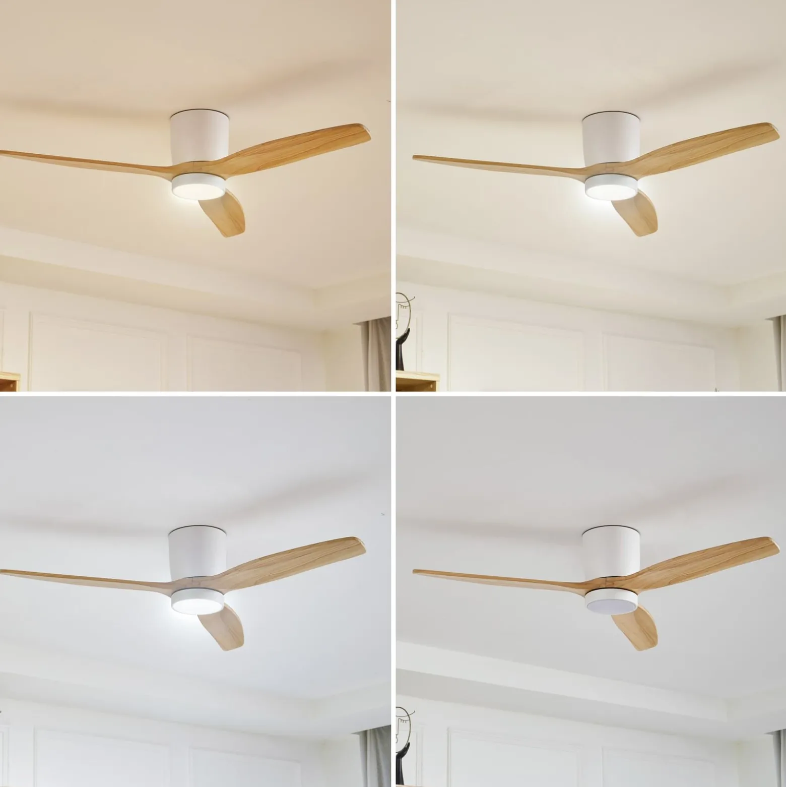 Lucande LED-Deckenventilator Faipari, Holz hell, DC, 132 cm