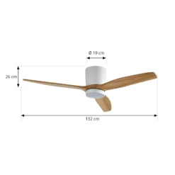 Lucande LED-Deckenventilator Faipari, Holz hell, DC, 132 cm