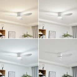 Lucande LED-Deckenventilator Kayu, weiß, DC, leise, Ø 132 cm