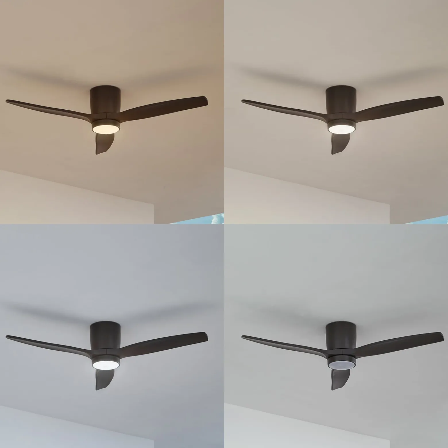 Lucande LED-Deckenventilator Sorin, schwarz, DC, leise, IP44
