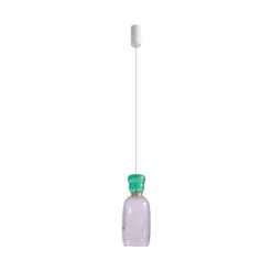 Lucande LED-Hängelampe Fay, lila/dunkelgrün, Glas, Ø 15 cm