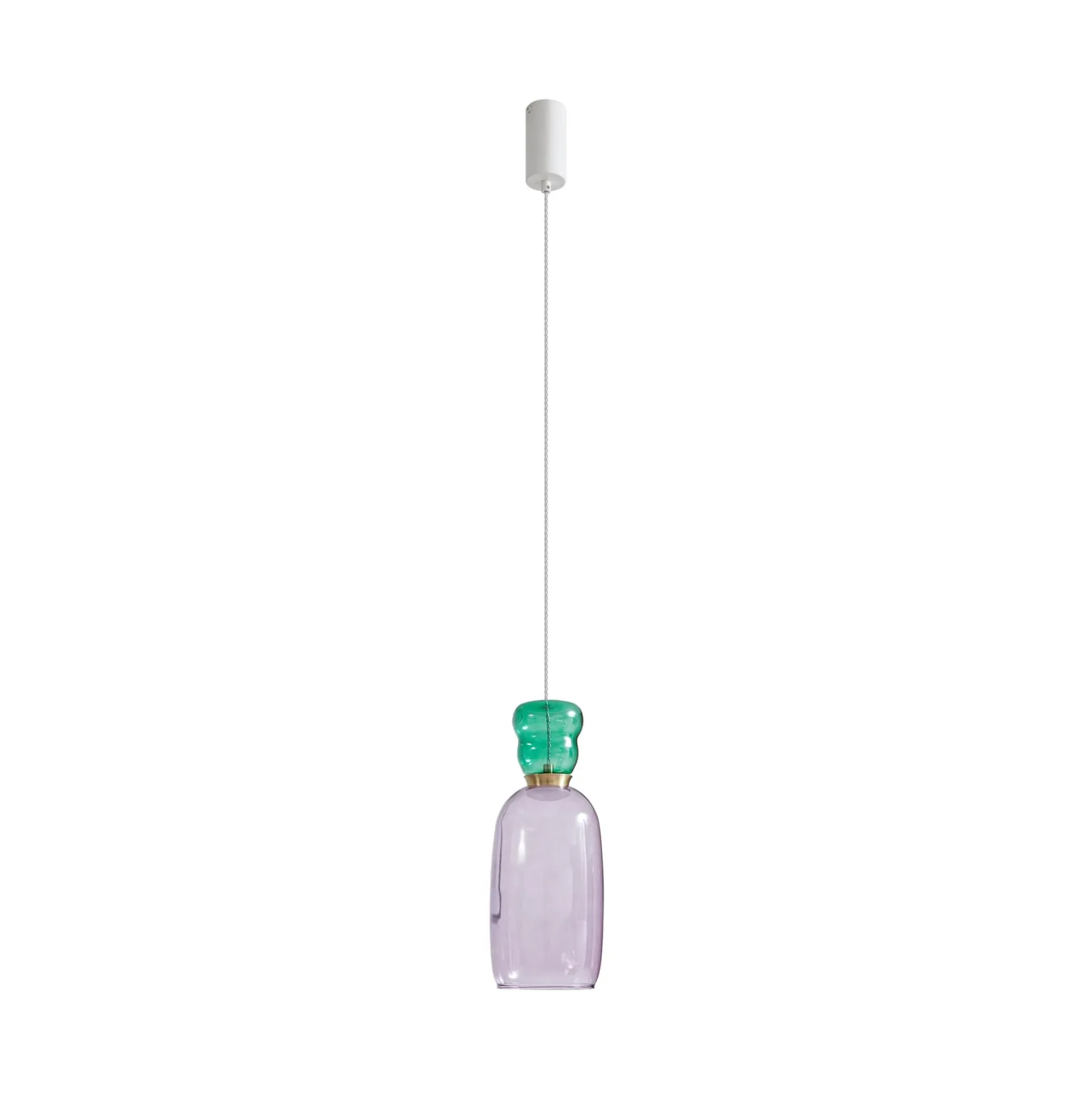 Lucande LED-Hängelampe Fay, lila/dunkelgrün, Glas, Ø 15 cm