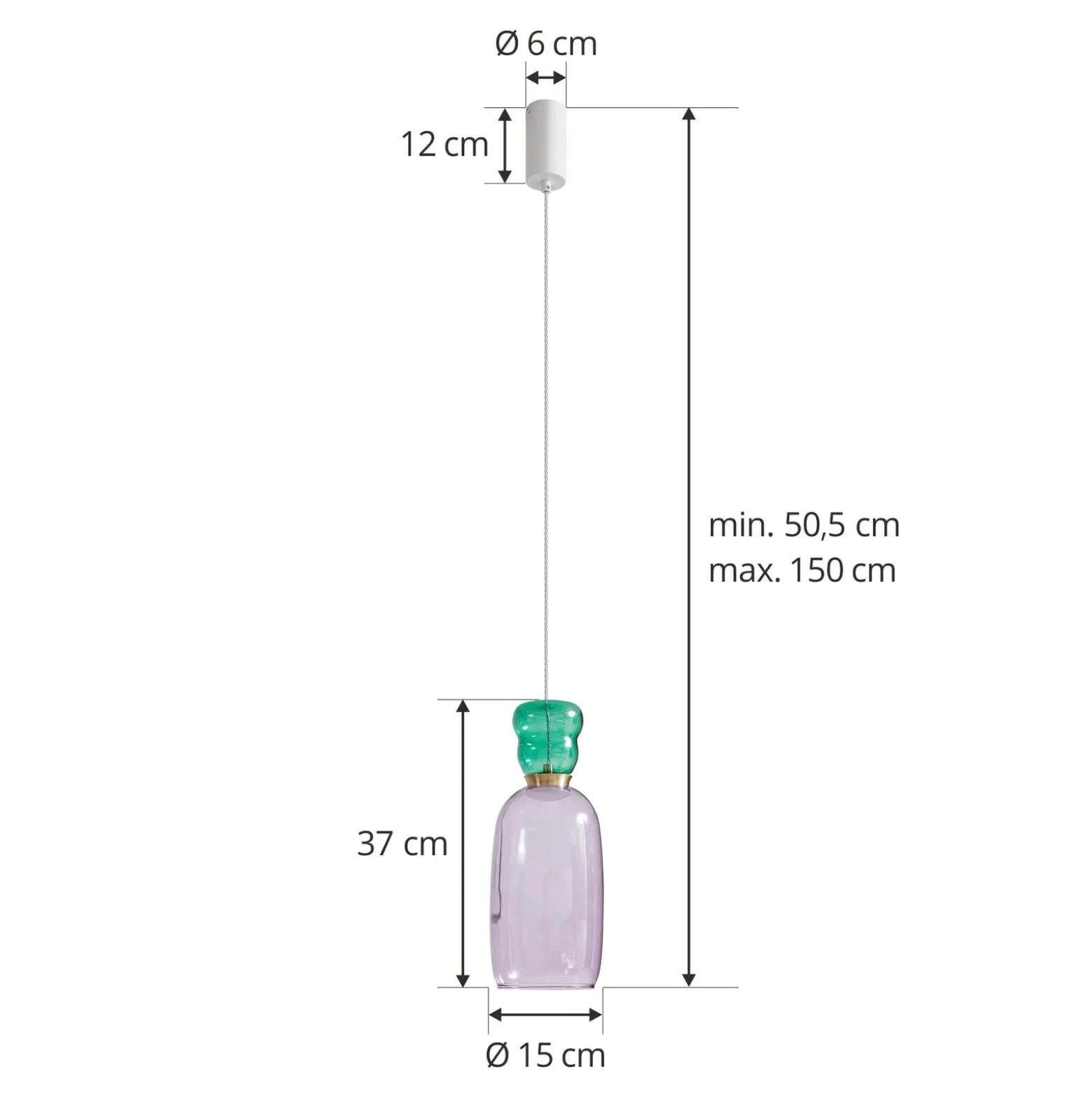 Lucande LED-Hängelampe Fay, lila/dunkelgrün, Glas, Ø 15 cm