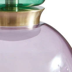 Lucande LED-Hängelampe Fay, lila/dunkelgrün, Glas, Ø 15 cm