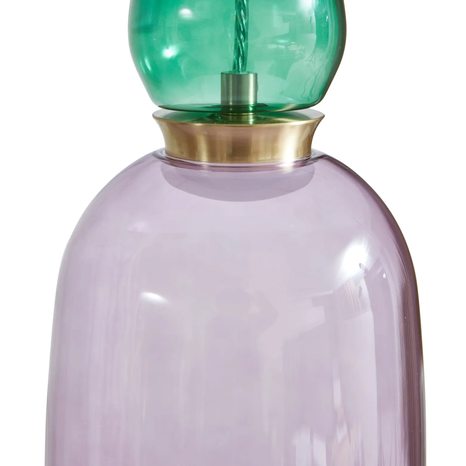 Lucande LED-Hängelampe Fay, lila/dunkelgrün, Glas, Ø 15 cm