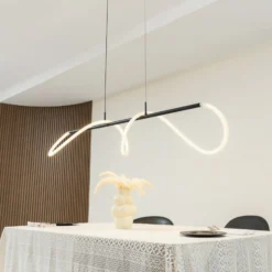 Lucande LED-Hängeleuchte Kisune, schwarz/weiß, Metall