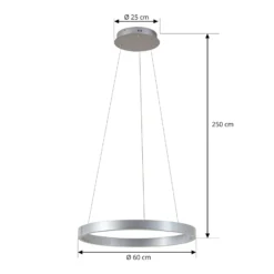 Lucande LED-Hängeleuchte Yonam, Ø 60 cm, 1-flg., alu, CCT
