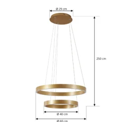 Lucande LED-Hängeleuchte Yonam, Ø 60 cm, 2-flg., gold, CCT