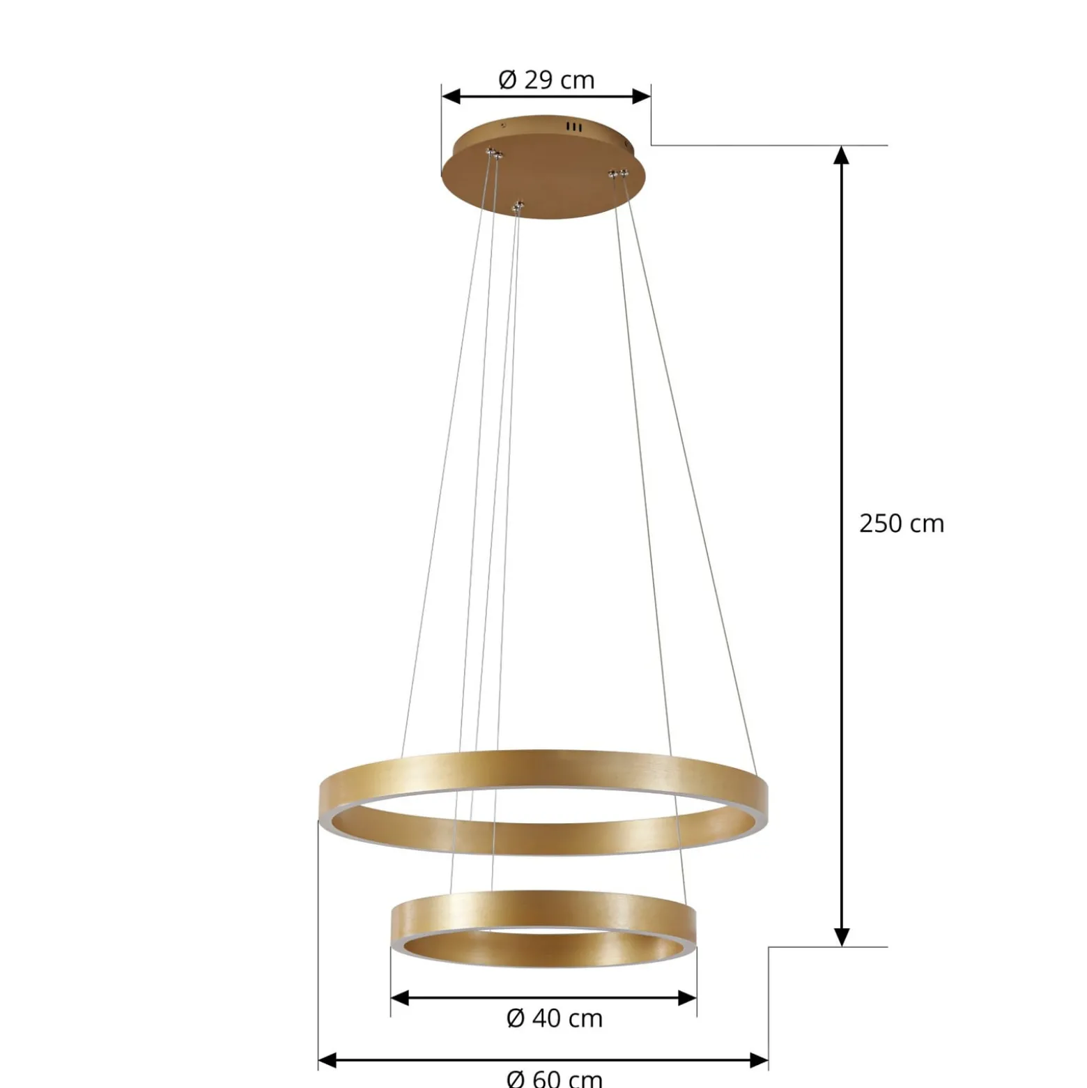 Lucande LED-Hängeleuchte Yonam, Ø 60 cm, 2-flg., gold, CCT