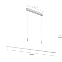 Lucande LED-Pendellampe Arnik, 180 cm, nickelfarben, dimmbar