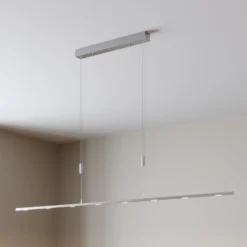 Lucande LED-Pendellampe Arnik, 180 cm, nickelfarben, dimmbar
