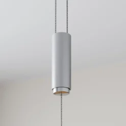 Lucande LED-Pendellampe Arnik, 180 cm, nickelfarben, dimmbar