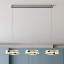 Lucande LED-Pendellampe Lyani, 115cm, 3-flg., chrom, dimmbar