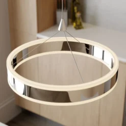 Lucande LED-Pendellampe Lyani, 85 cm, 2-flg., chrom, dimmbar