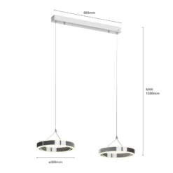 Lucande LED-Pendellampe Lyani, 85 cm, 2-flg., chrom, dimmbar
