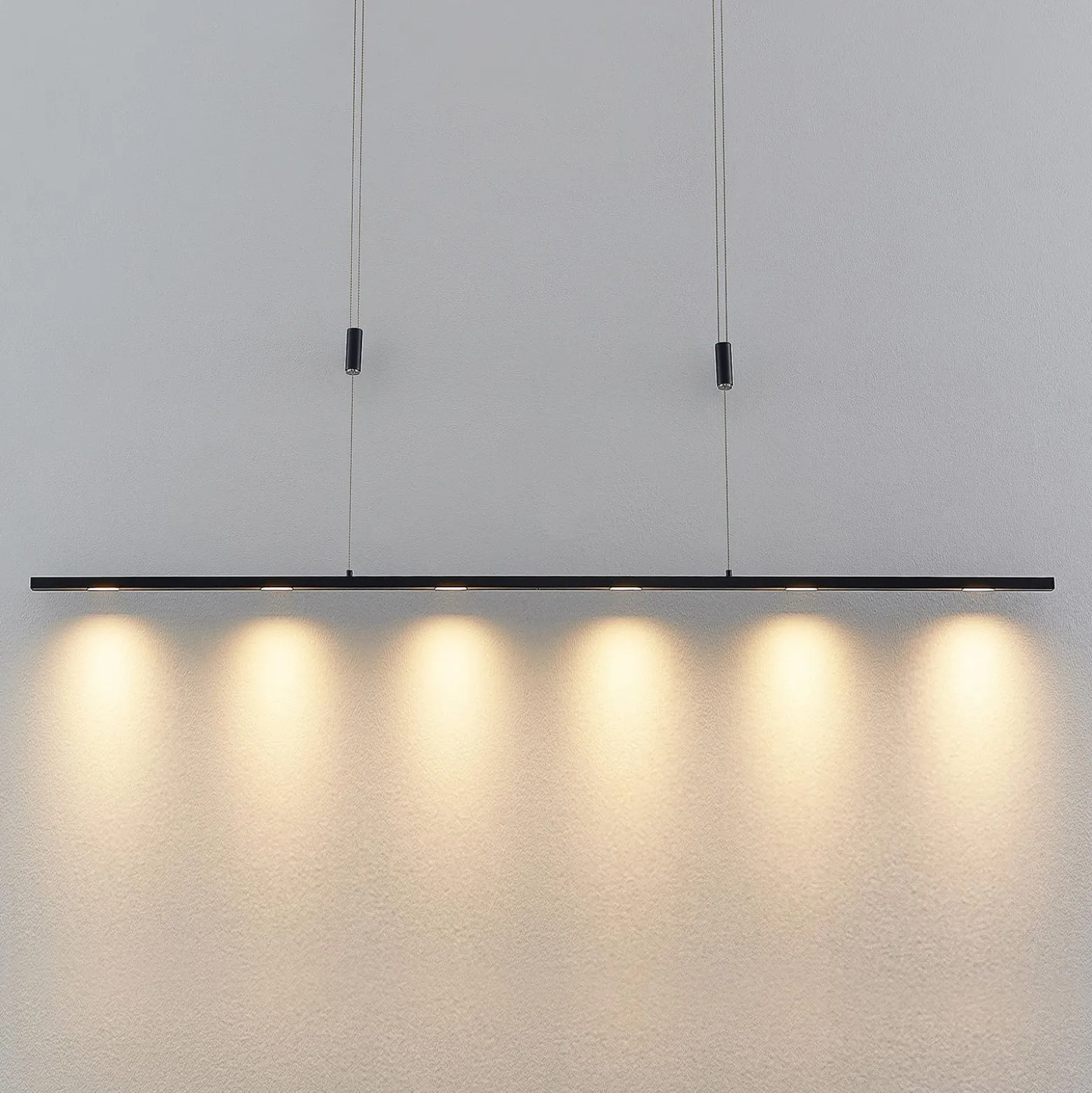 Lucande LED-Pendellampe Stakato, 140 cm, 6-flg., dimmbar