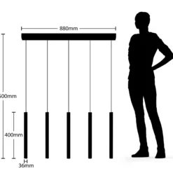 Lucande LED-Pendelleuchte Stoika, 88 cm, 5-flg., Metall