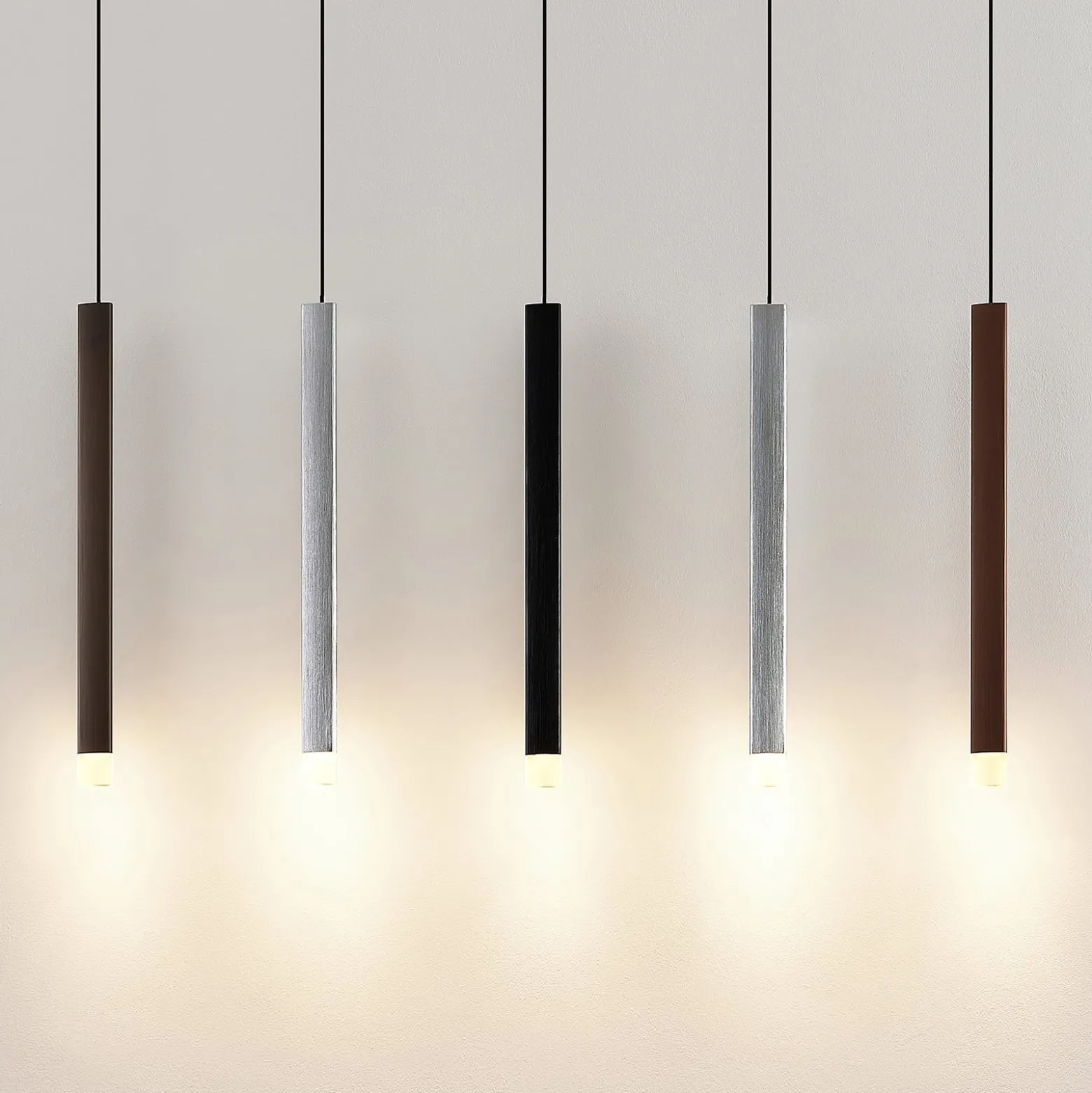 Lucande LED-Pendelleuchte Stoika, 88 cm, 5-flg., Metall