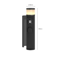 Lucande LED-Sockellampe Corban, grau, Tür, Steckdosen, IP44