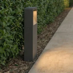 Lucande LED-Sockellampe Leya, 35 cm, anthrazit, Metall, IP54
