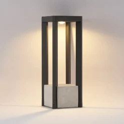 Lucande LED-Sockelleuchte Kalisa, IP65, 42 cm, grau, Metall