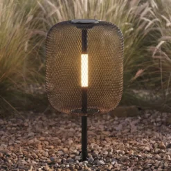 Lucande LED-Solarerdspießleuchte Faylen, schwarz, IP65