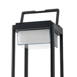 Lucande LED-Solartischlampe Tilena, eckig, schwarz, dimmbar