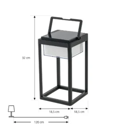 Lucande LED-Solartischlampe Tilena, eckig, schwarz, dimmbar
