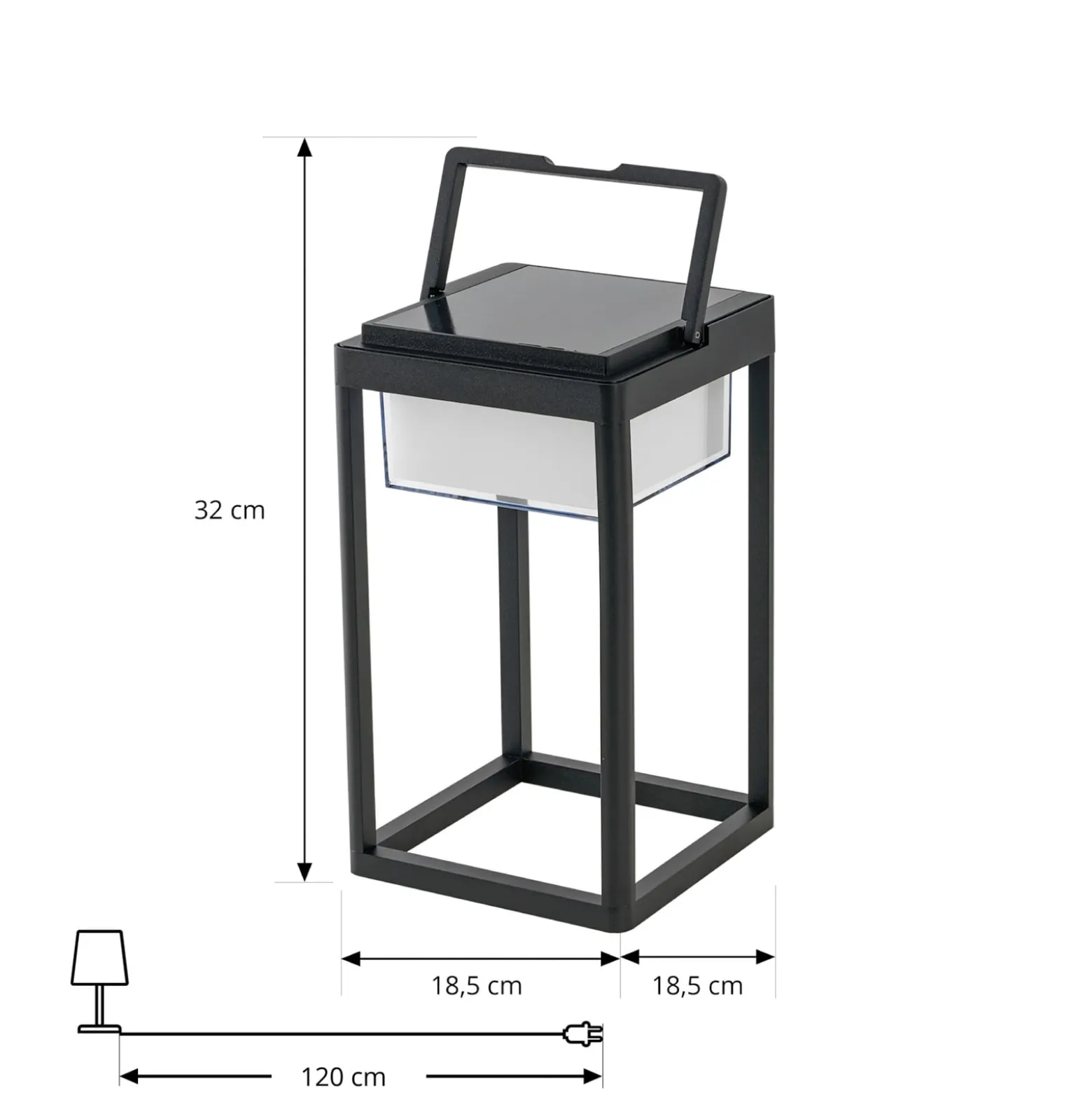 Lucande LED-Solartischlampe Tilena, eckig, schwarz, dimmbar