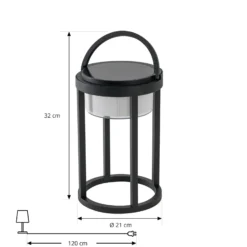 Lucande LED-Solartischlampe Tilena, rund, schwarz, dimmbar