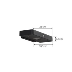 Lucande LED-Solar-Wandleuchte Tavon, eckig, schwarz, Sensor
